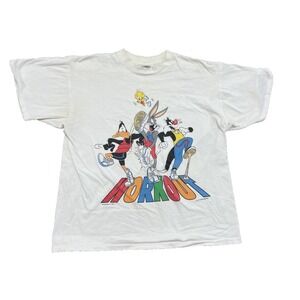 vintage looney tunes workout shirt mens XK white 1990s cartoon USA